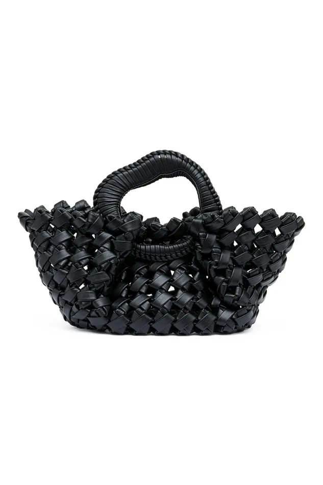Women Luca Woven Handle Mini Tote Black Aje Handbags and Wallets