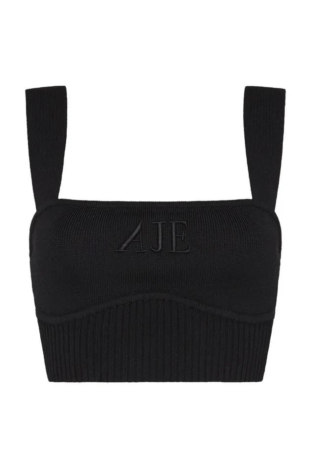 Women Lucia Top Black Aje Body and Crepe Knit