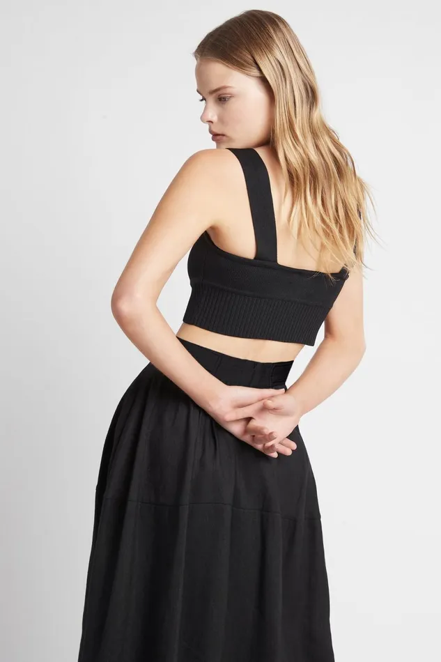 Women Lucia Top Black Aje Body and Crepe Knit