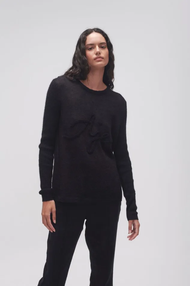 Women Margot Braided Logo Knit Jumper Black Aje Knitwear and Jumpers