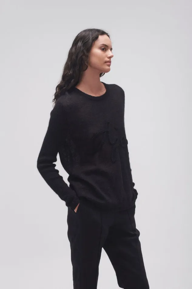 Women Margot Braided Logo Knit Jumper Black Aje Knitwear and Jumpers