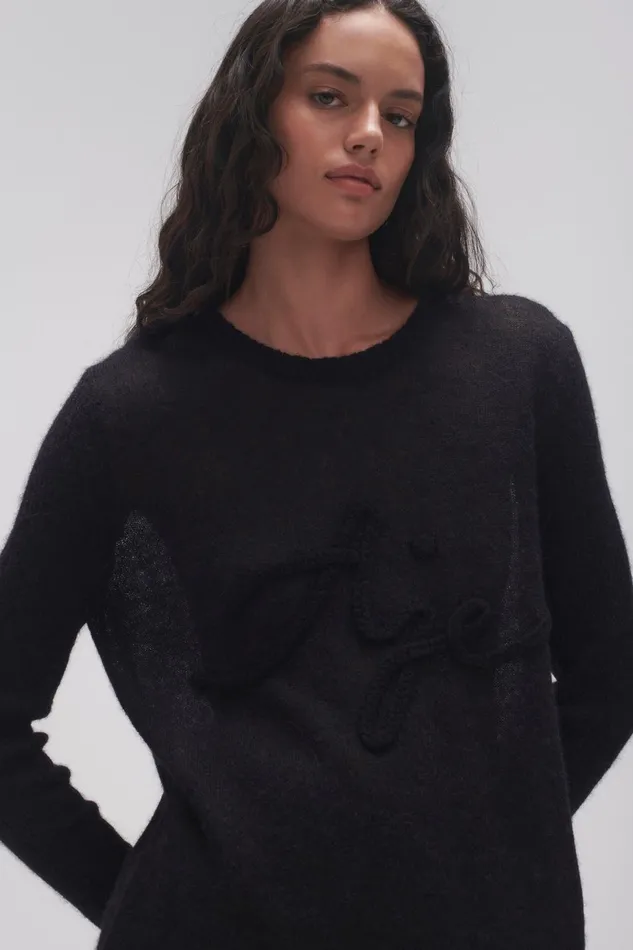 Women Margot Braided Logo Knit Jumper Black Aje Knitwear and Jumpers