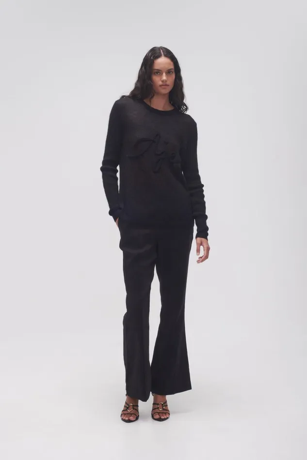 Women Margot Braided Logo Knit Jumper Black Aje Knitwear and Jumpers