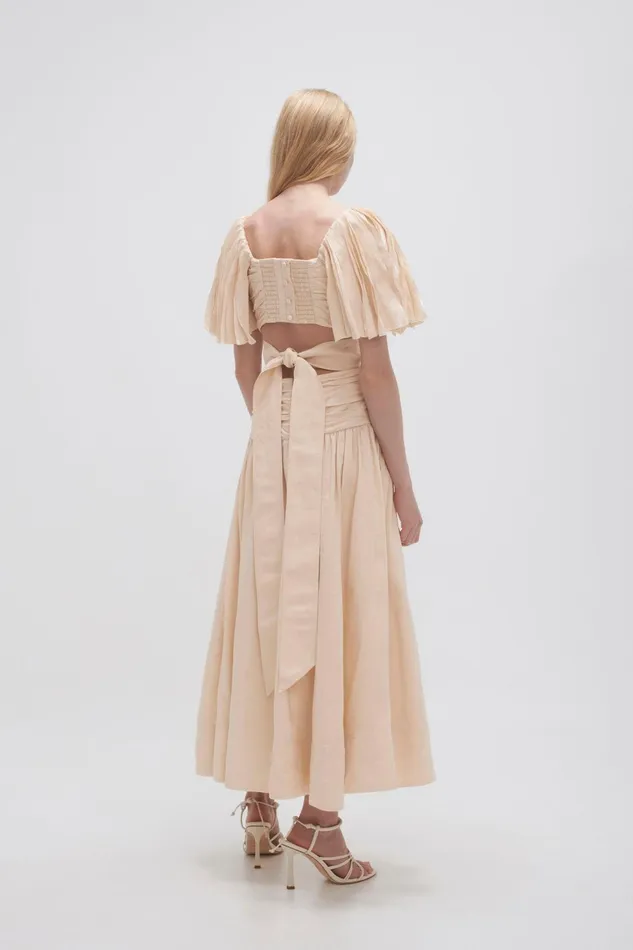 Women Marianne Ruched Midi Dress Coconut Cream Aje Dresses