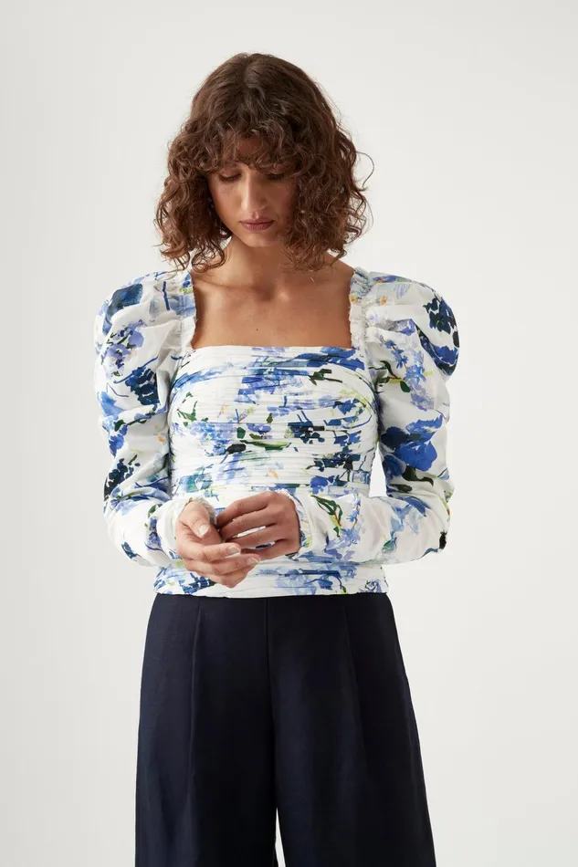 Women Marlene Lavenders Ruched Top Lavenders Of Provence Print Aje Tops