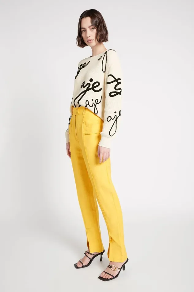 Women Martino Tapered Leg Pant Daisy Yellow Aje Pants
