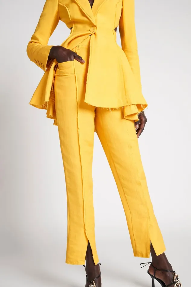 Women Martino Tapered Leg Pant Daisy Yellow Aje Pants