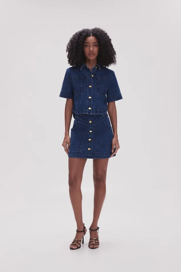 Women May Denim Mini Skirt Dark Indigo Aje Skirts