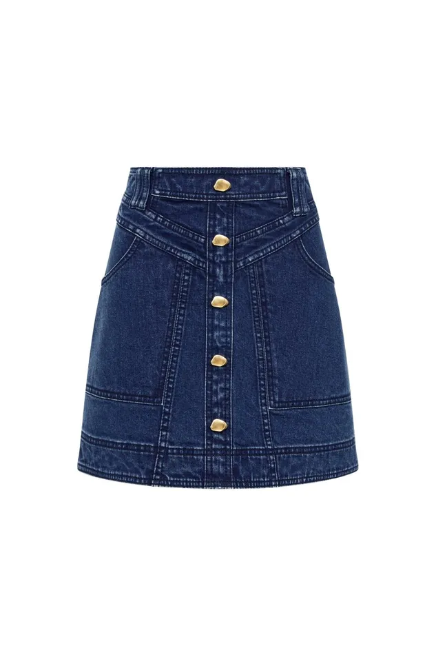 Women May Denim Mini Skirt Dark Indigo Aje Skirts