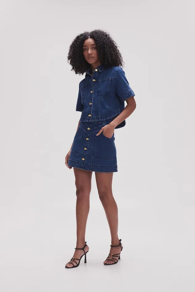 Women May Denim Mini Skirt Dark Indigo Aje Skirts