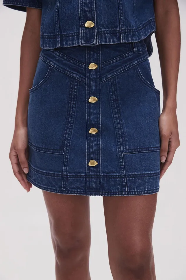 Women May Denim Mini Skirt Dark Indigo Aje Skirts