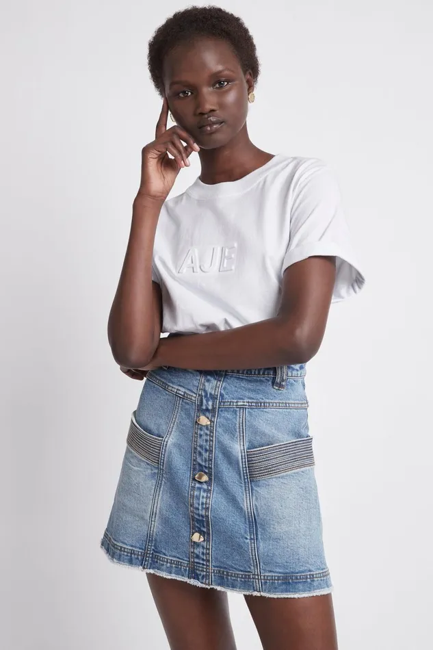 Women Maya Denim Mini Skirt 90039s Wash Aje Skirts