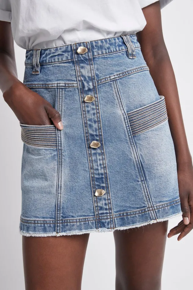Women Maya Denim Mini Skirt 90039s Wash Aje Skirts