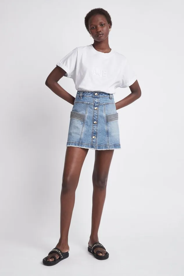 Women Maya Denim Mini Skirt 90039s Wash Aje Skirts