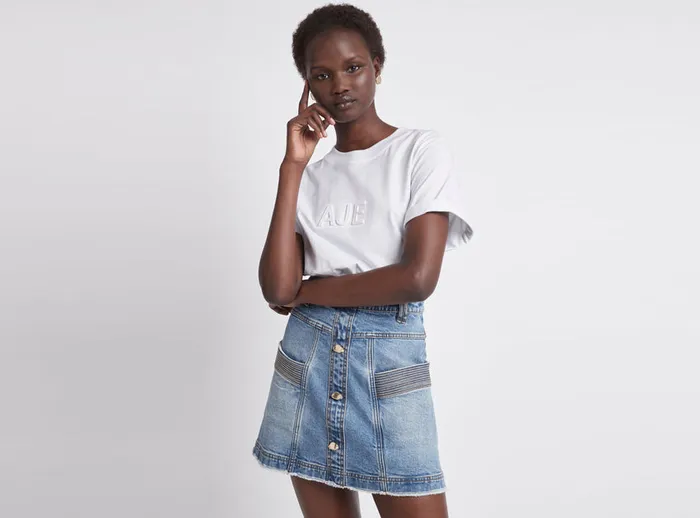 Women Maya Denim Mini Skirt 90039s Wash Aje Skirts