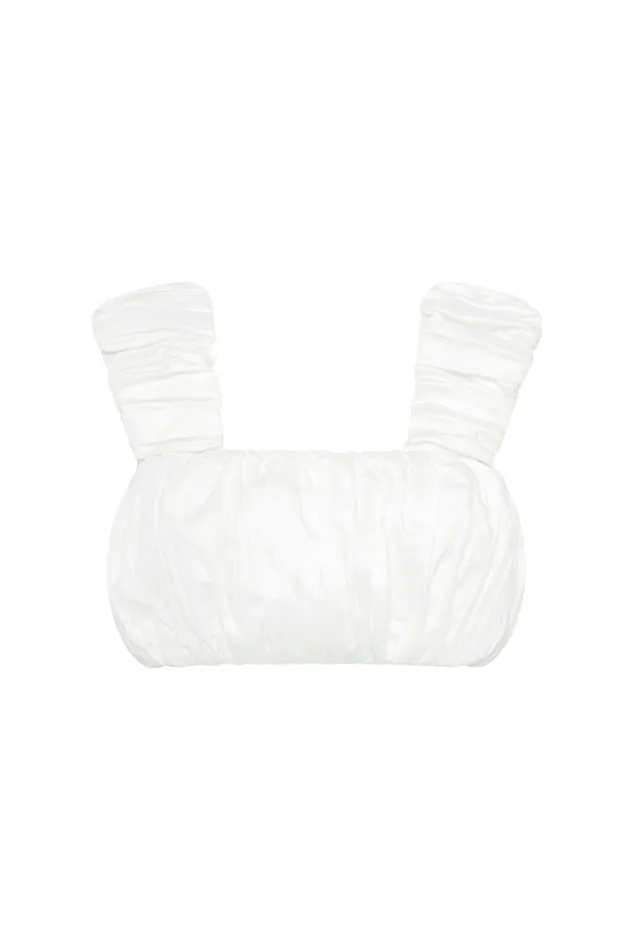 Women Medina Ruched Cropped Top Ivory Aje Tops