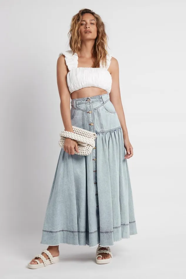 Women Medina Ruched Cropped Top Ivory Aje Tops