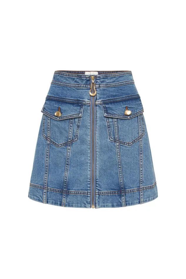 Women Melody Denim Zip Mini Skirt 90039s Wash Aje Skirts
