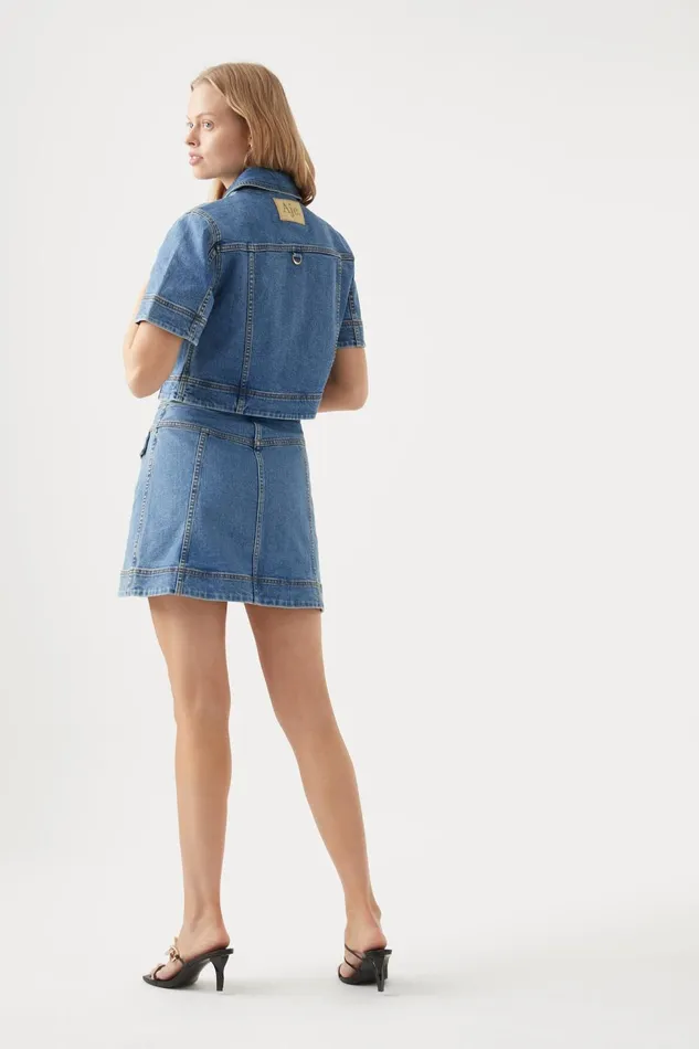 Women Melody Denim Zip Mini Skirt 90039s Wash Aje Skirts