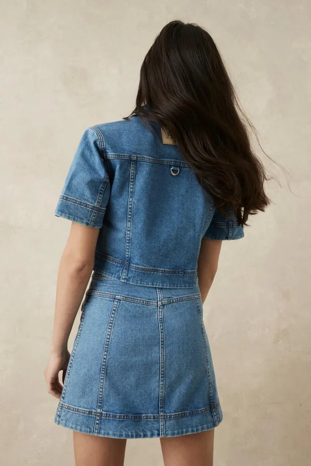 Women Melody Denim Zip Mini Skirt 90039s Wash Aje Skirts