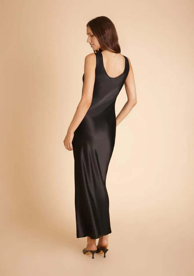Women Midi Dresses Gilda and Pearl Aria Silk Maxi Dress Black Women Midi Dresses Gilda and Pearl Aria Silk Maxi Dress Black