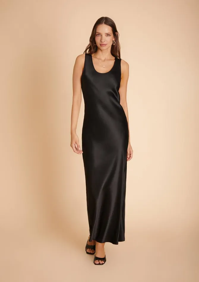 Women Midi Dresses Gilda and Pearl Aria Silk Maxi Dress Black Women Midi Dresses Gilda and Pearl Aria Silk Maxi Dress Black