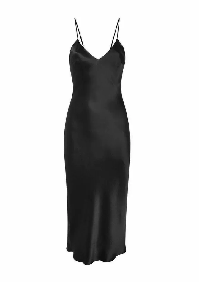 Women Midi Dresses Gilda and Pearl Sophia Midi Silk Slip Dress In Black Black Women Midi Dresses Gilda and Pearl Sophia Midi Silk Slip Dress In Black Black