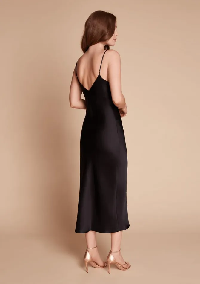 Women Midi Dresses Gilda and Pearl Sophia Midi Silk Slip Dress In Black Black Women Midi Dresses Gilda and Pearl Sophia Midi Silk Slip Dress In Black Black