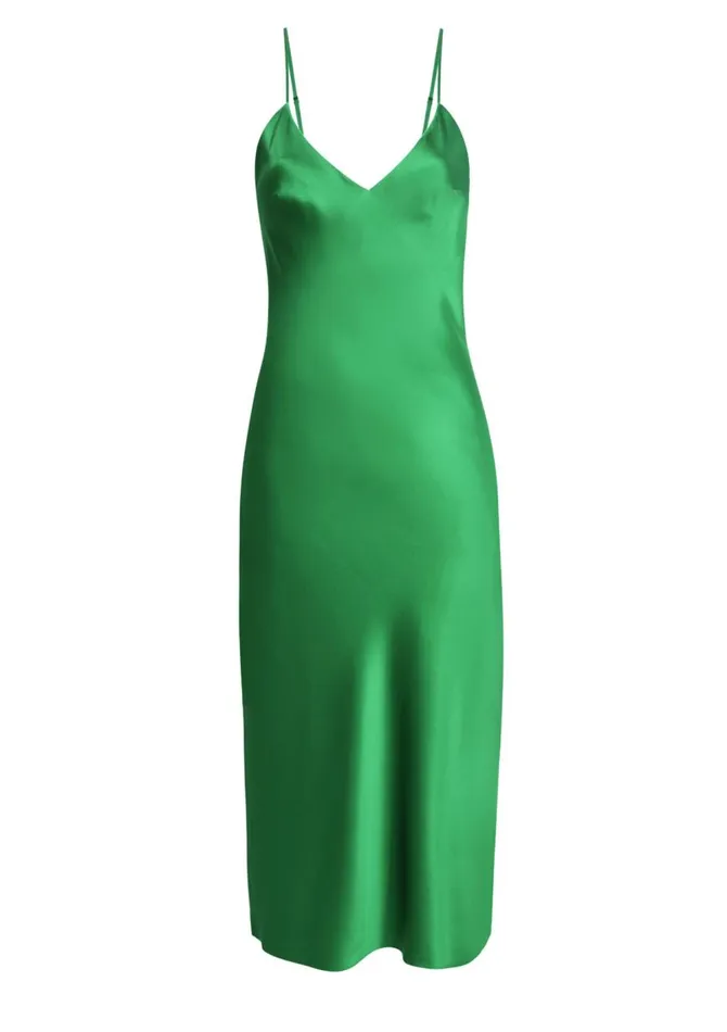 Women Midi Dresses Gilda and Pearl Sophia Midi Silk Slip Dress In Jewel Green Jewel Green