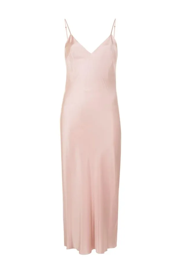 Women Midi Dresses Gilda and Pearl Sophia Midi Silk Slip Dress In Pink Pink Champagne Women Midi Dresses Gilda and Pearl Sophia Midi Silk Slip Dress In Pink Pink Champagne