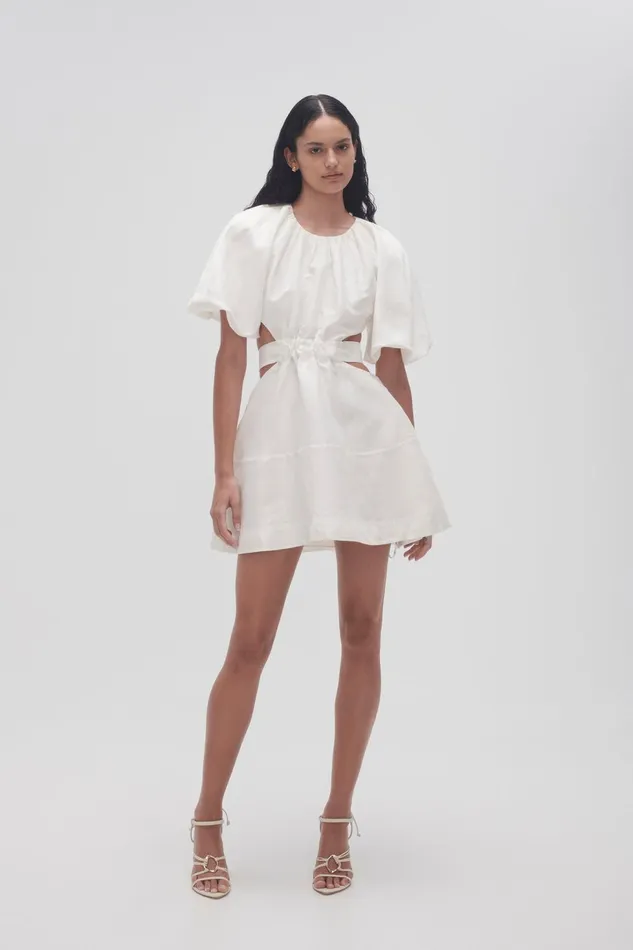 Women Mimosa Cut Out Mini Dress Ivory Aje Dresses