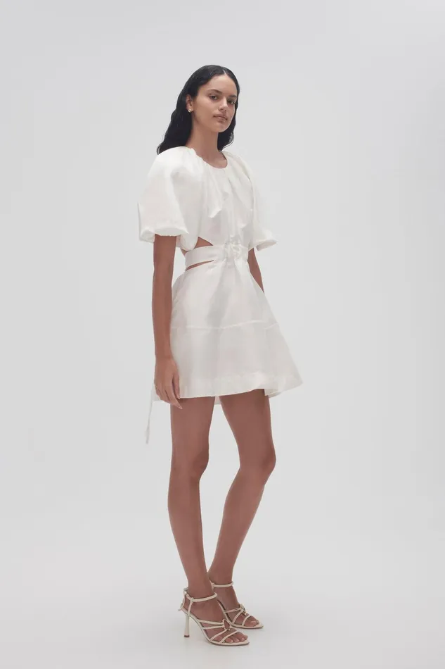 Women Mimosa Cut Out Mini Dress Ivory Aje Dresses