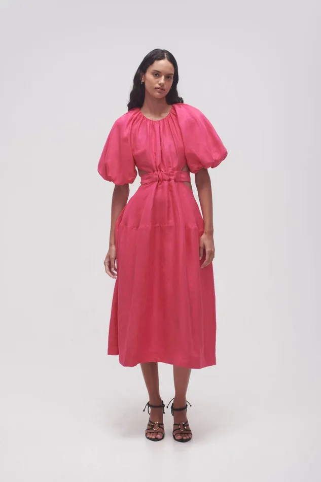 Women Mimosa Cutout Midi Dress Hot Pink Aje Dresses