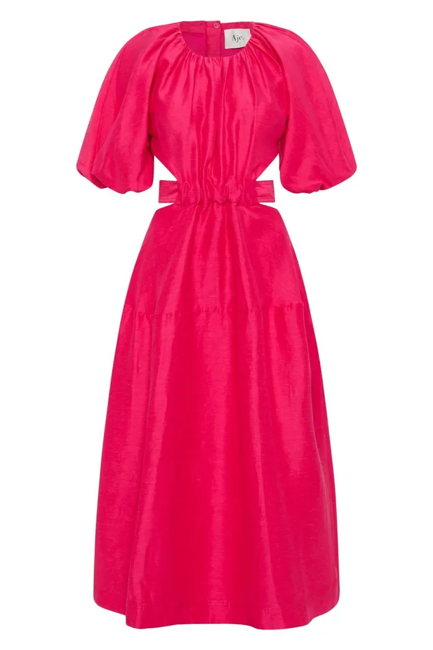 Women Mimosa Cutout Midi Dress Hot Pink Aje Dresses