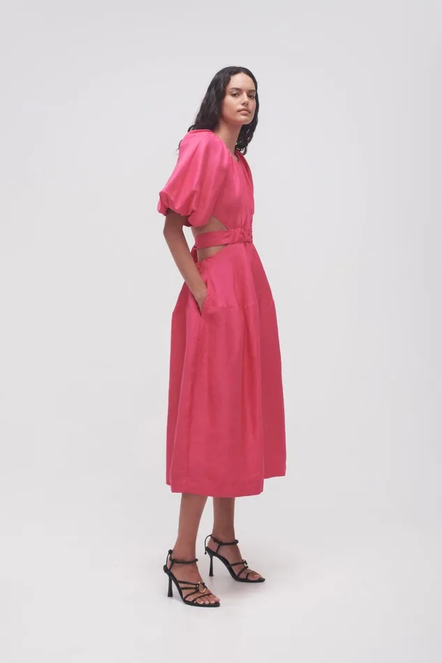 Women Mimosa Cutout Midi Dress Hot Pink Aje Dresses