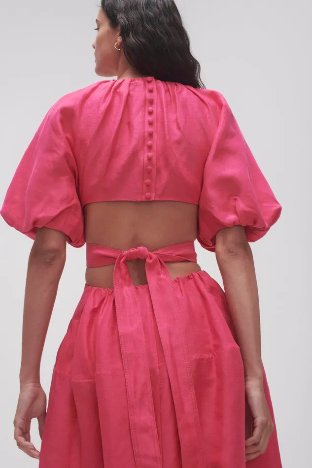 Women Mimosa Cutout Midi Dress Hot Pink Aje Dresses