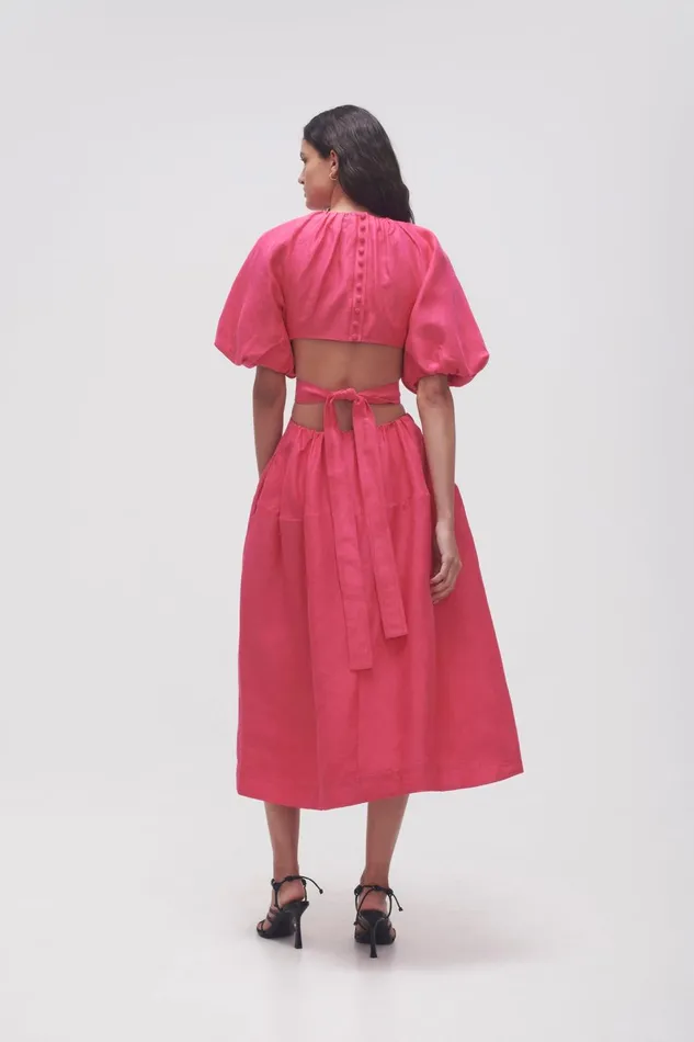Women Mimosa Cutout Midi Dress Hot Pink Aje Dresses