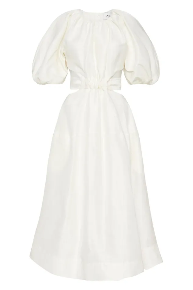 Women Mimosa Cutout Midi Dress Ivory Aje Dresses