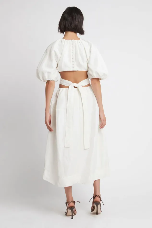 Women Mimosa Cutout Midi Dress Ivory Aje Dresses