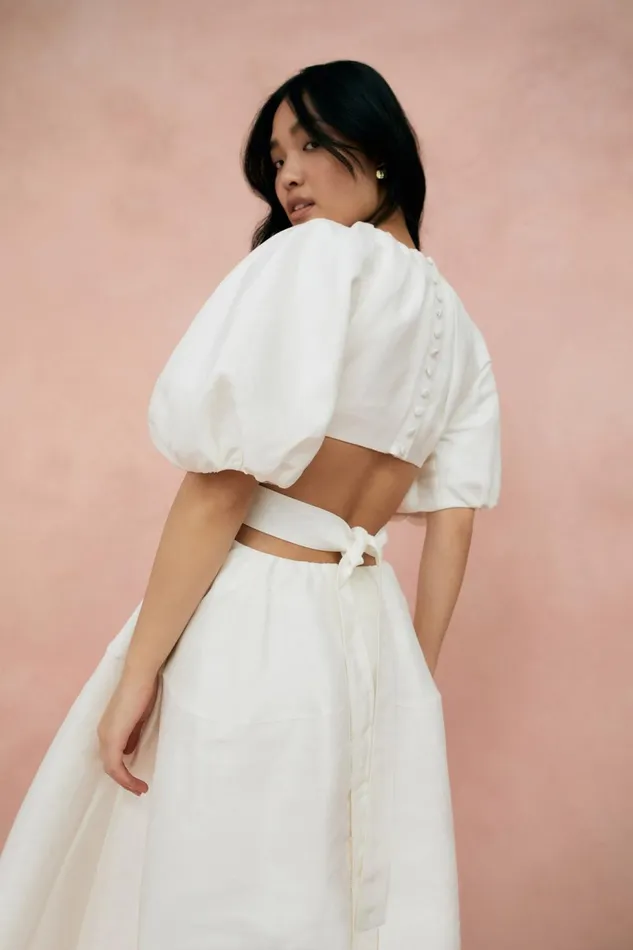 Women Mimosa Cutout Midi Dress Ivory Aje Dresses
