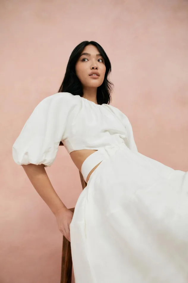 Women Mimosa Cutout Midi Dress Ivory Aje Dresses