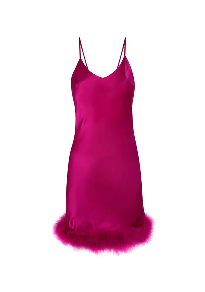 Women Mini Dresses Gilda and Pearl Kitty Silk And Feather Slip Dress Hollywood Rose Women Mini Dresses Gilda and Pearl Kitty Silk And Feather Slip Dress Hollywood Rose