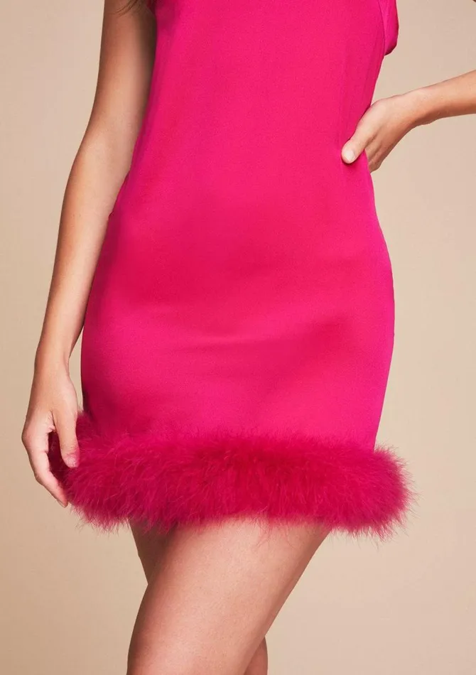 Women Mini Dresses Gilda and Pearl Kitty Silk And Feather Slip Dress Hollywood Rose Women Mini Dresses Gilda and Pearl Kitty Silk And Feather Slip Dress Hollywood Rose