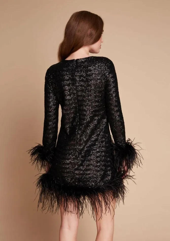 Women Mini Dresses Gilda and Pearl Seraphina Sequin And Feather Dress Black Women Mini Dresses Gilda and Pearl Seraphina Sequin And Feather Dress Black