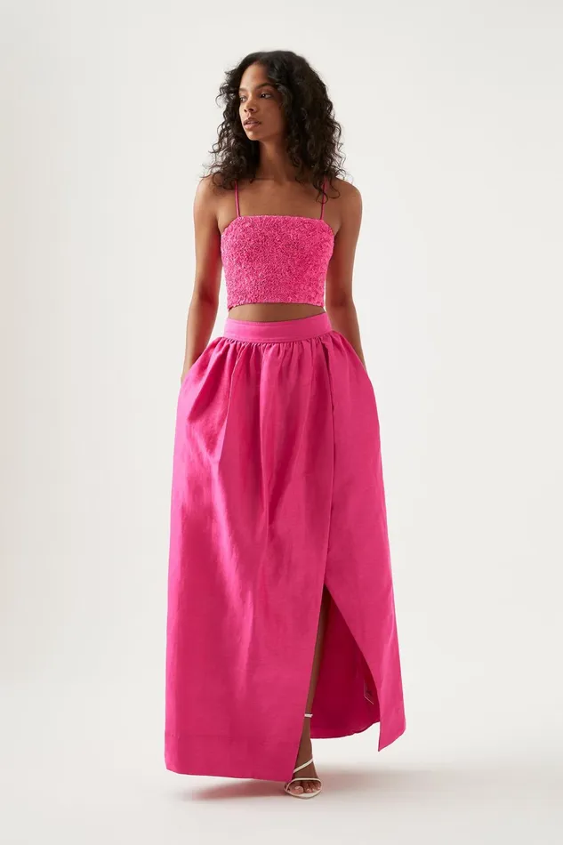 Women Mirabelle Tulip Maxi Skirt Fuchsia Aje Skirts