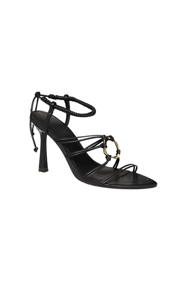 Women Mirage Leather Strappy Heel Black Aje Shoes