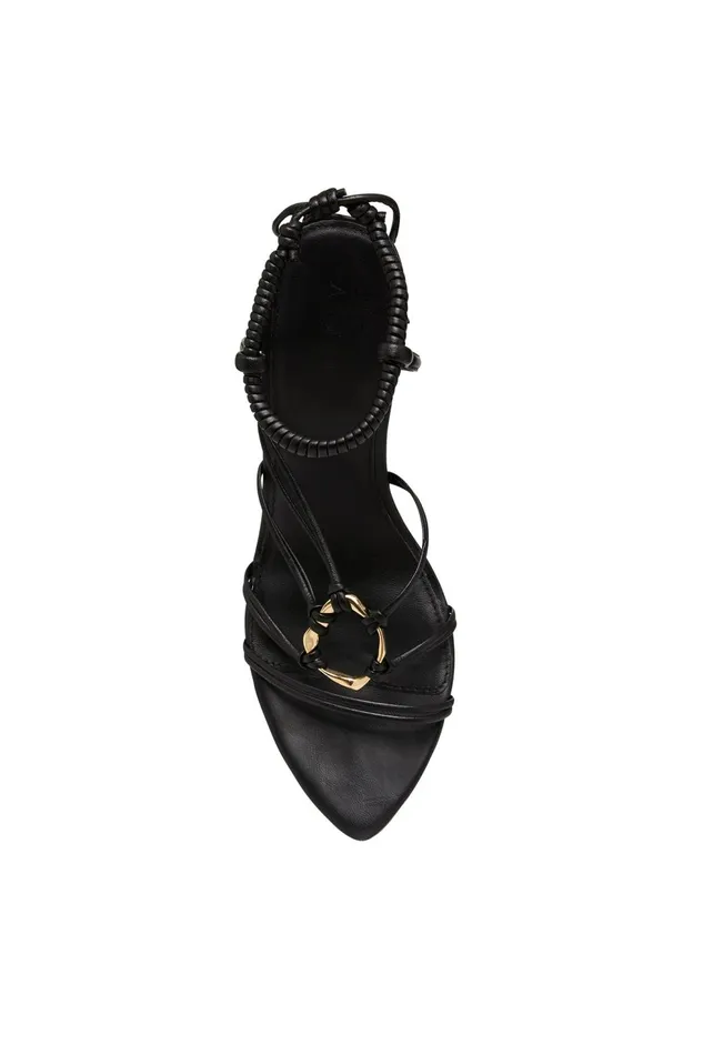 Women Mirage Leather Strappy Heel Black Aje Shoes
