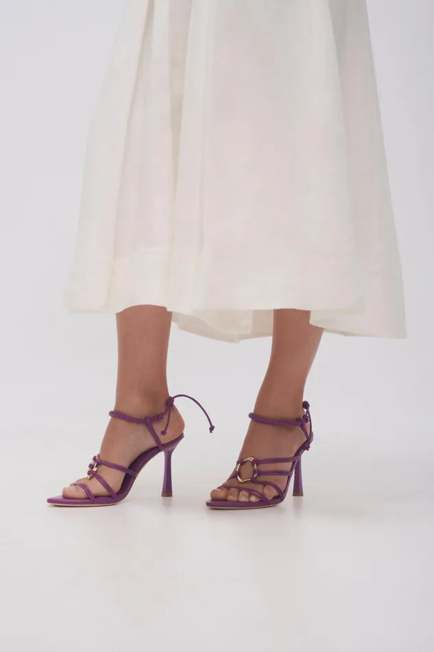 Women Mirage Leather Strappy Heel Plum Purple Aje Shoes