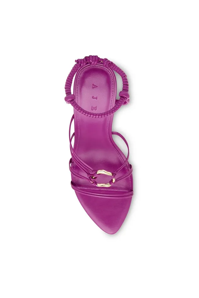 Women Mirage Leather Strappy Heel Plum Purple Aje Shoes