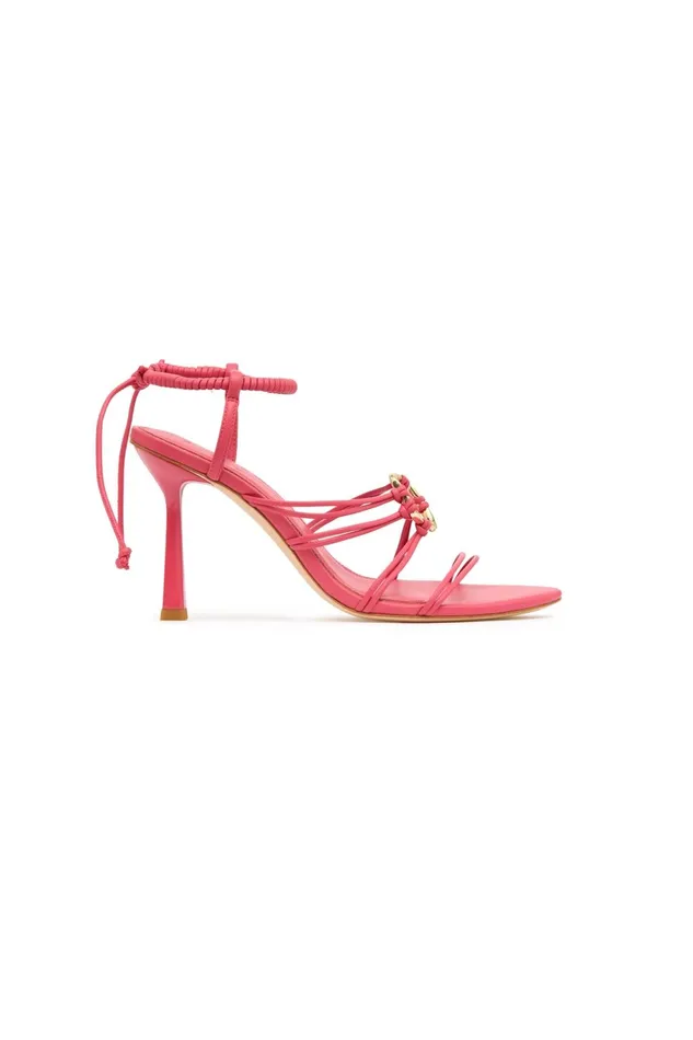 Women Mirage Leather Strappy Heel Rouge Pink Aje Shoes